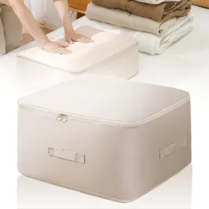 Ultra Space Saving Self Compression Organizer, Space Saver Quilt Compression Storage Bag, Thickened Comforter Storage Bag Packaging Cube for Bedding Storage Moving (Beige, X-Large(54x42x50cm))