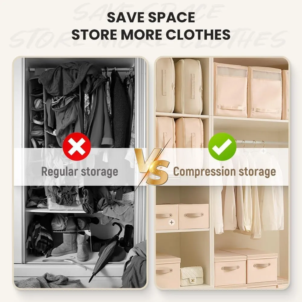 Ultra Space Saving Self Compression Organizer, Space Saver Quilt Compression Storage Bag, Thickened Comforter Storage Bag Packaging Cube for Bedding Storage Moving (Gray, X-Large(54x42x50cm))