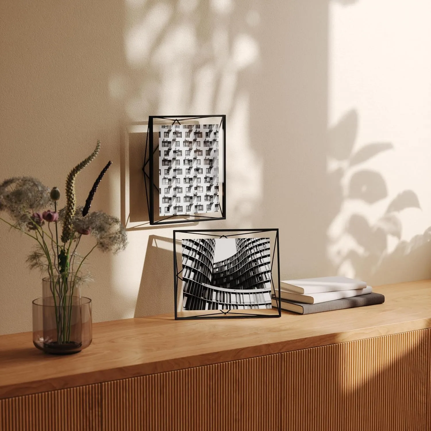Umbra Prisma Picture Frame, 8x10 Metal Photo Display for Desk or Wall, 8" x 10", Black