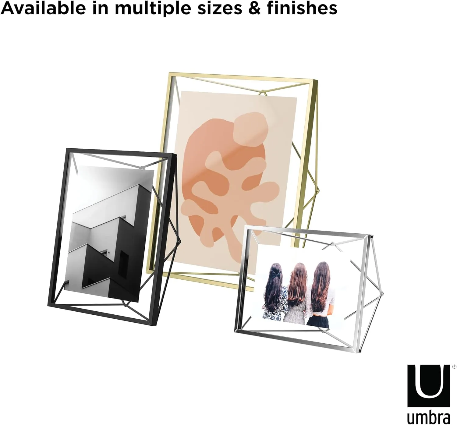 Umbra Prisma Picture Frame, 8x10 Metal Photo Display for Desk or Wall, 8" x 10", Black