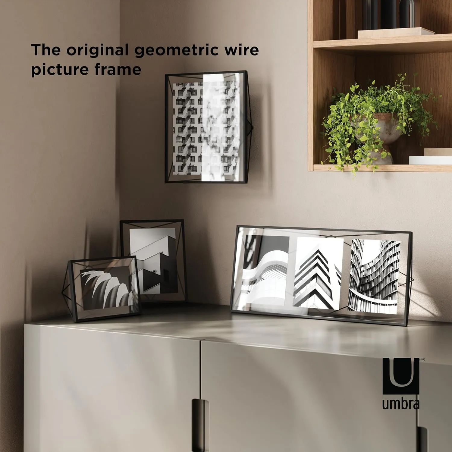 Umbra Prisma Picture Frame, 8x10 Metal Photo Display for Desk or Wall, 8" x 10", Black