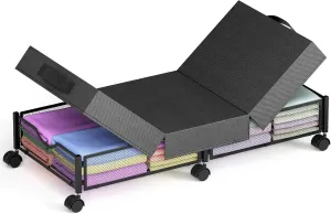Under Bed Storage with Wheels, 35.4Inch Extended Underbed Drawers with Heavy Duty Metal Frame & Transparent Window, 80Lb Capacity Organizer with Lids, 360° Rolling Wheels & Foldable Storage Bins
