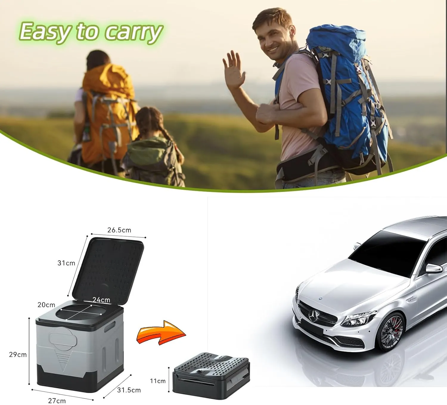 Updated Portable Toilet for Camping,Camping Toilets Portable Potty for Adults Porta Potty Camp Toilet for Boat/Hiking/Long Trips/Caravans
