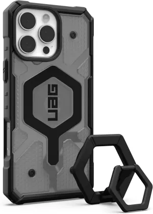 URBAN ARMOR GEAR UAG Designed for iPhone 16 Pro Max Case 6.9" Pathfinder Clear Ash Compatible with MagSafe Charging Rugged Shockproof MIL-STD Protective Cover   Magnetic Ring Stand Black Bundle Set