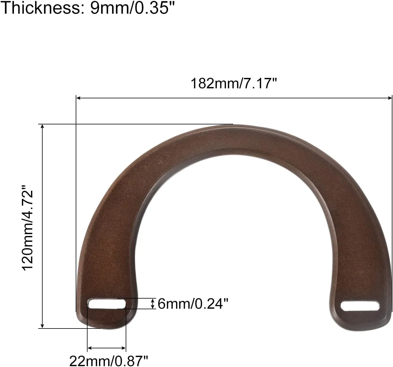 uxcell U-Shaped Purse Handle, 2Pcs 7.17" Wooden Handbags Purse Handles Replacement for Handmade Bags Handbags Purse Making, Dark Brown