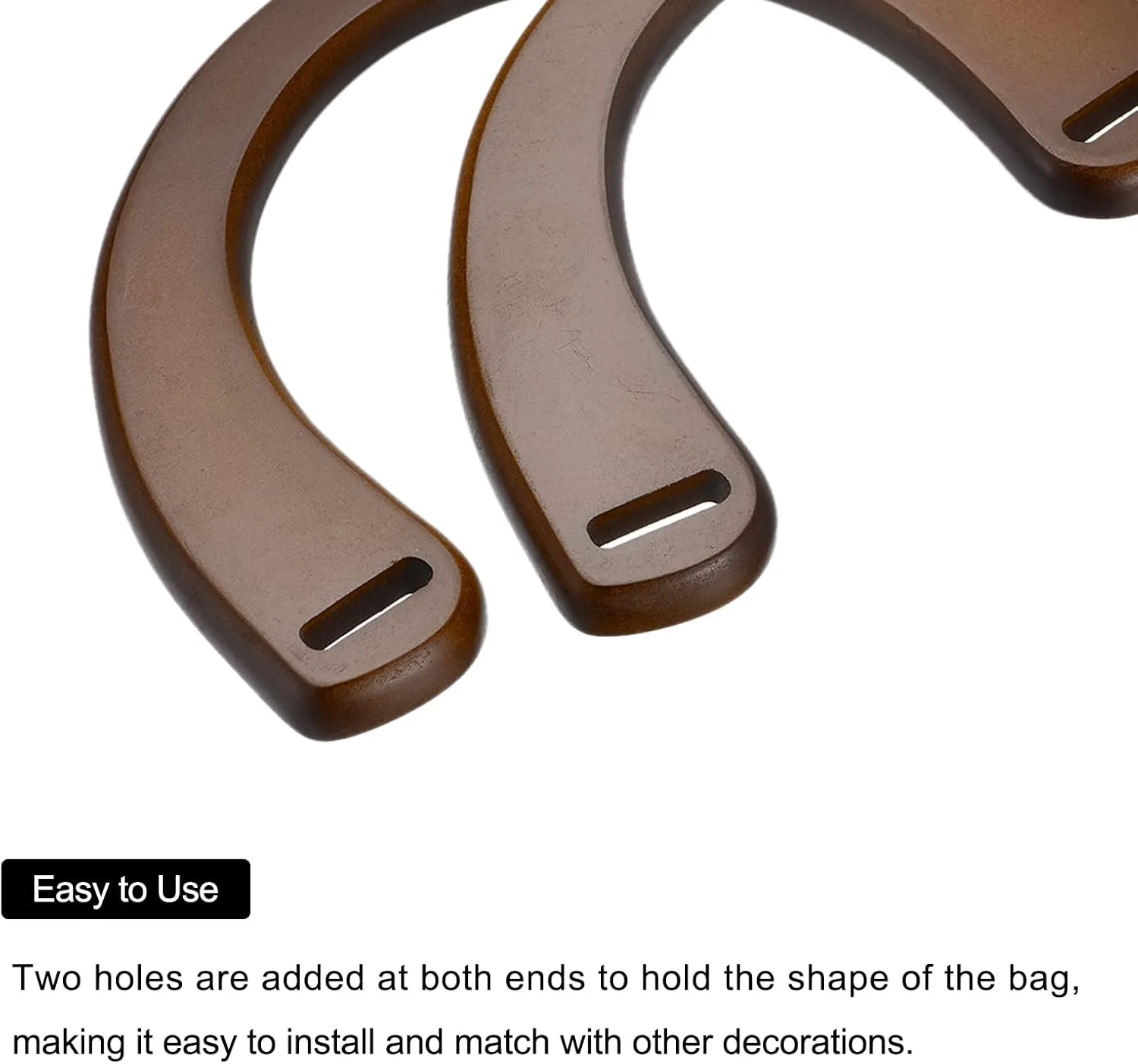 uxcell U-Shaped Purse Handle, 2Pcs 7.17" Wooden Handbags Purse Handles Replacement for Handmade Bags Handbags Purse Making, Dark Brown