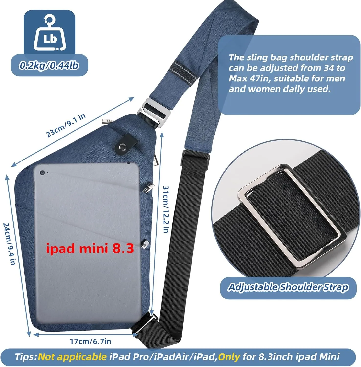 VADOO Anti-theft Crossbody Bags for Women, Shoulder Sling Bag for Men Lightweight Chest Bag for Travel Sport