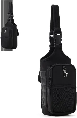 VAKAER Magnetic Gym Bag for Women and Men, Magnetic Water Bottle Holder with Phone Pocket, Magnets Gym Accessories Carrier Bag with Adjustable Strap (Black)