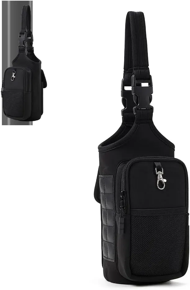 VAKAER Magnetic Gym Bag for Women and Men, Magnetic Water Bottle Holder with Phone Pocket, Magnets Gym Accessories Carrier Bag with Adjustable Strap (Black)