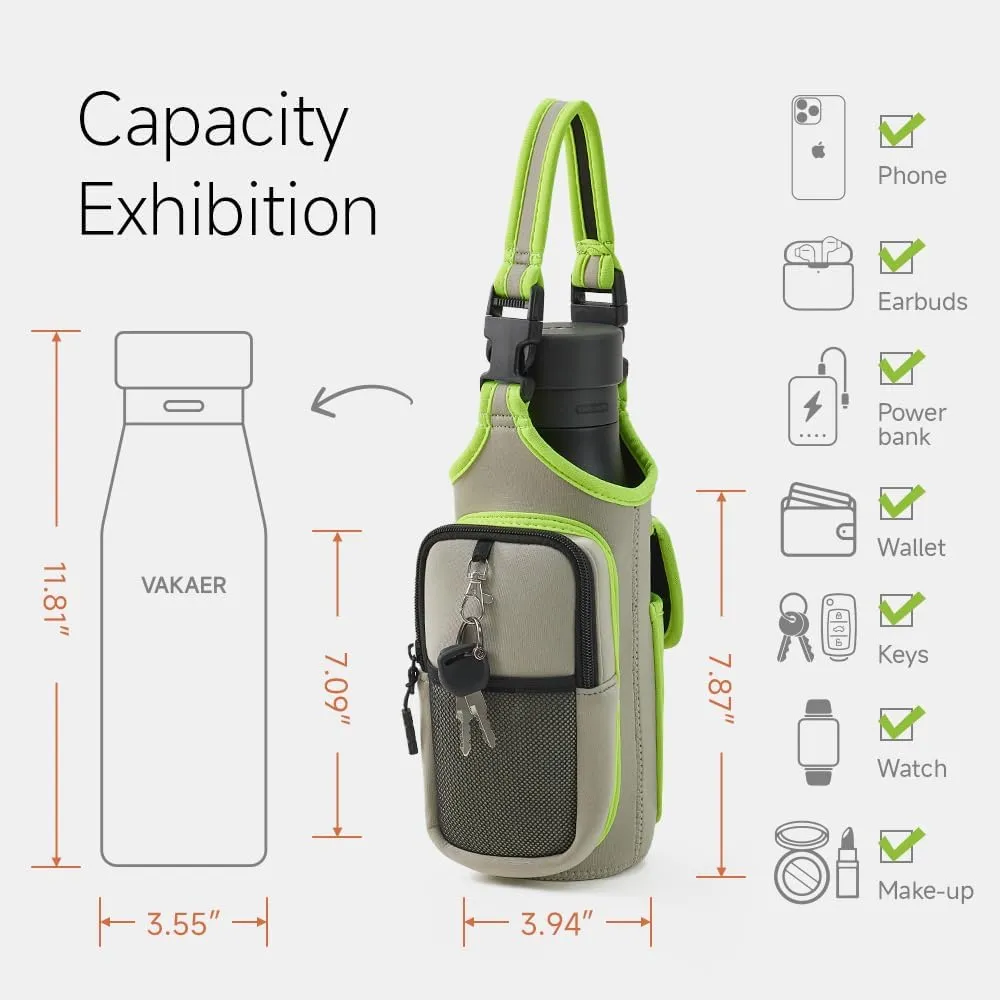 VAKAER Magnetic Gym Bag for Women and Men, Magnetic Water Bottle Holder with Phone Pocket, Magnets Gym Accessories Carrier Bag with Adjustable Strap (Light Grey)