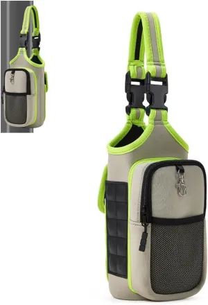 VAKAER Magnetic Gym Bag for Women and Men, Magnetic Water Bottle Holder with Phone Pocket, Magnets Gym Accessories Carrier Bag with Adjustable Strap (Light Grey)