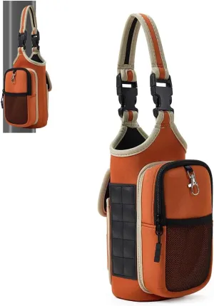 VAKAER Magnetic Gym Bag for Women and Men, Magnetic Water Bottle Holder with Phone Pocket, Magnets Gym Accessories Carrier Bag with Adjustable Strap (Orange red)