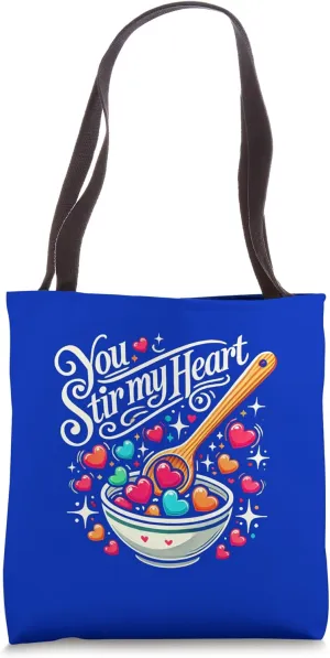 Valentine Cooking You Stir My Heart Romantic Wooden Spoon Tote Bag