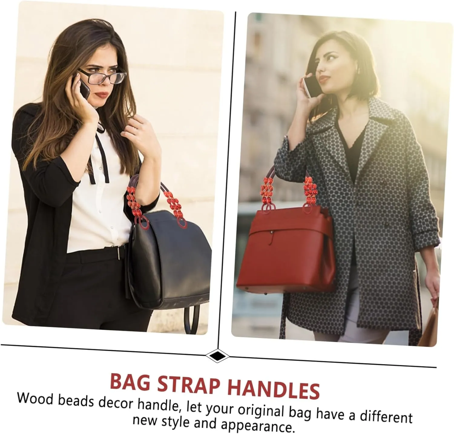 Veemoon Unique DIY Bag Handles 4pcs Wooden Bead Rope Straps for Handbags Exquisite Craftsmanship for DIY Projects