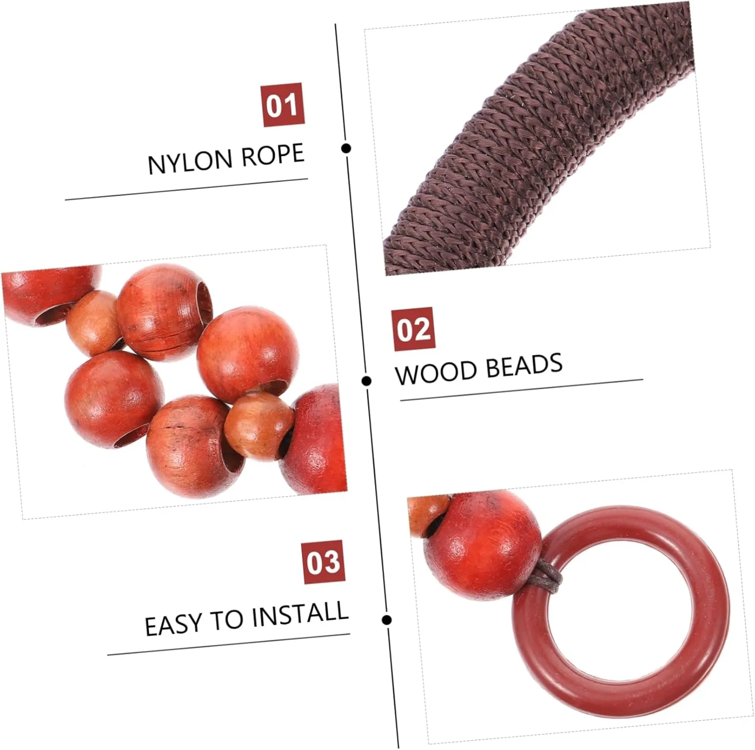 Veemoon Unique DIY Bag Handles 4pcs Wooden Bead Rope Straps for Handbags Exquisite Craftsmanship for DIY Projects