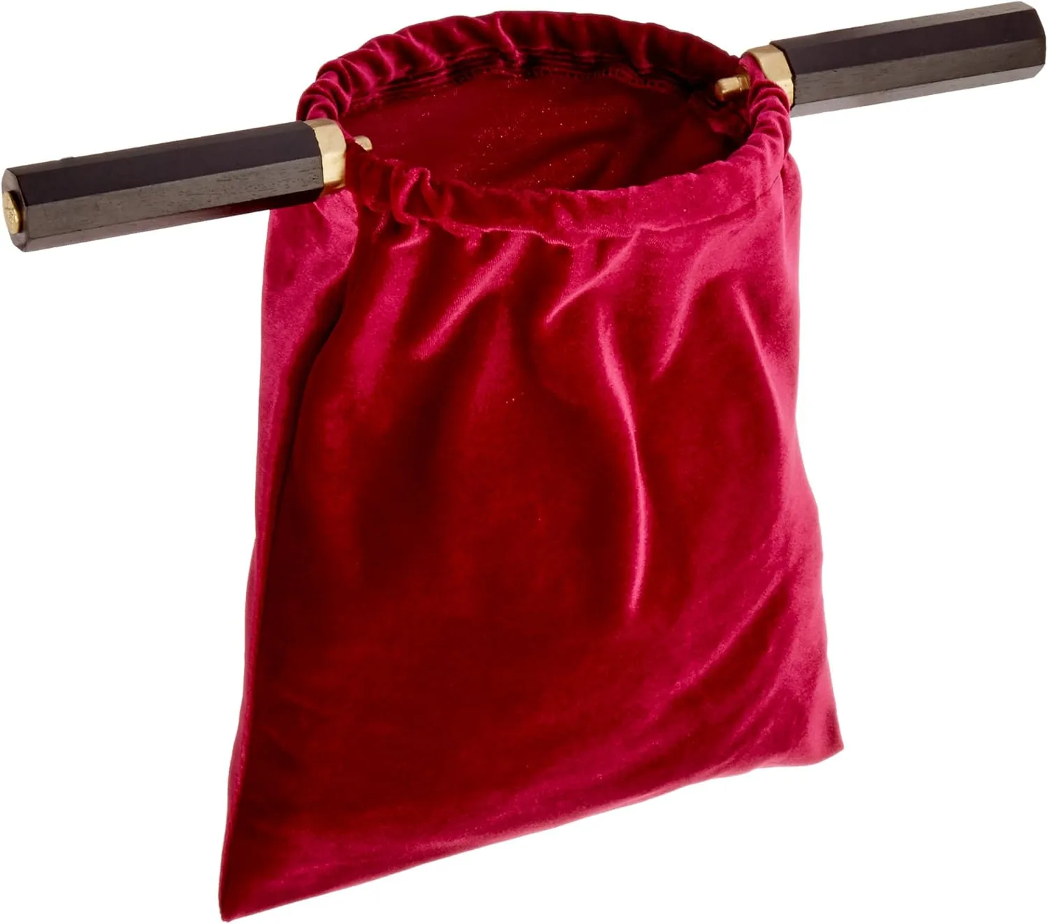 Velvet Church Tithe Offering Bag with Wooden Handles, Maroon, 11 1/4 Inch