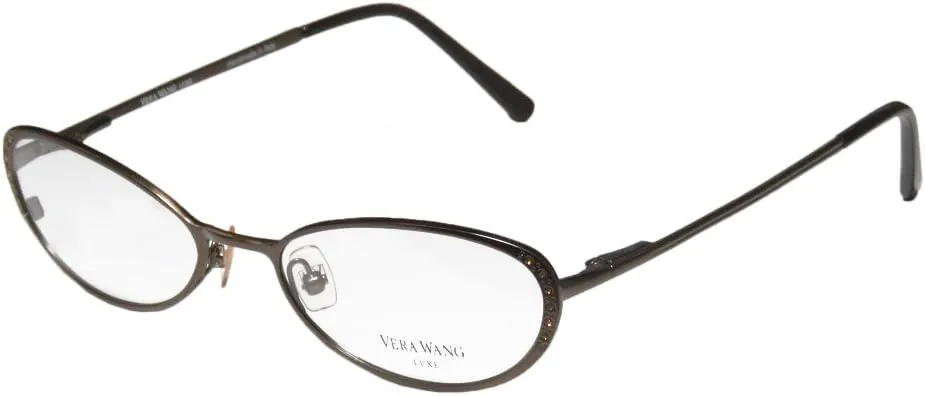 Vera Wang Epiphany I Womens/Ladies Designer Full-rim Titanium Crystals Flexible Hinges Hot Handmade In Italy Eyeglasses/Eye Glasses (51-17-135, Chocolate)