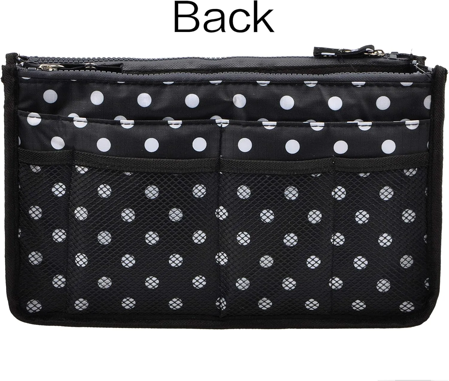 Vercord Updated Purse Handbag Organizer Insert Liner Bag in Bag 13 Pockets Black Dot Medium