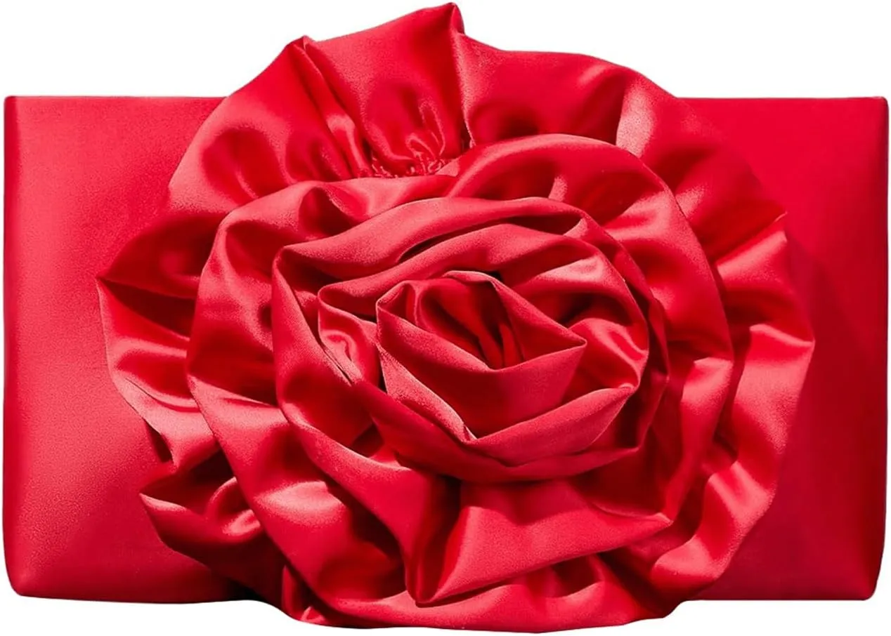 Verdusa Women's Floral Clutch Purses Satin Clutch Evening Bags Party Handbags