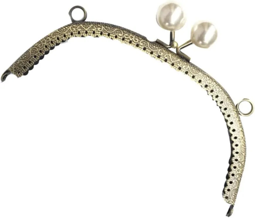 VICASKY Pearl Lock Curved Clutch Frame for DIY Handbag Making Stylish Coin Purse Accessories with Elegant Flower Grain Design Lightweight Easy to Install