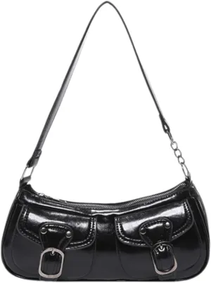 Vintage Buckle Punk Purse for Women, Retro Y2K Shoulder Bag, Mini Hobo Clutch Aesthetic Purse for Travel Shopping