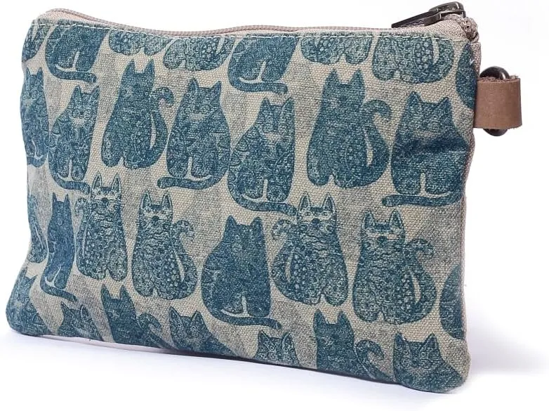 Vintage Cat - Wristlet Wallets for Women, Crossbody Sling Bags, Cotton Canvas Purses, 100% Cotton Canvas