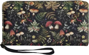 Vintage Mushroom Slim Wallets for Women Credit Card Holder Clutch Wallets Zipper Long Wallet Large Capacity Purse Handbag