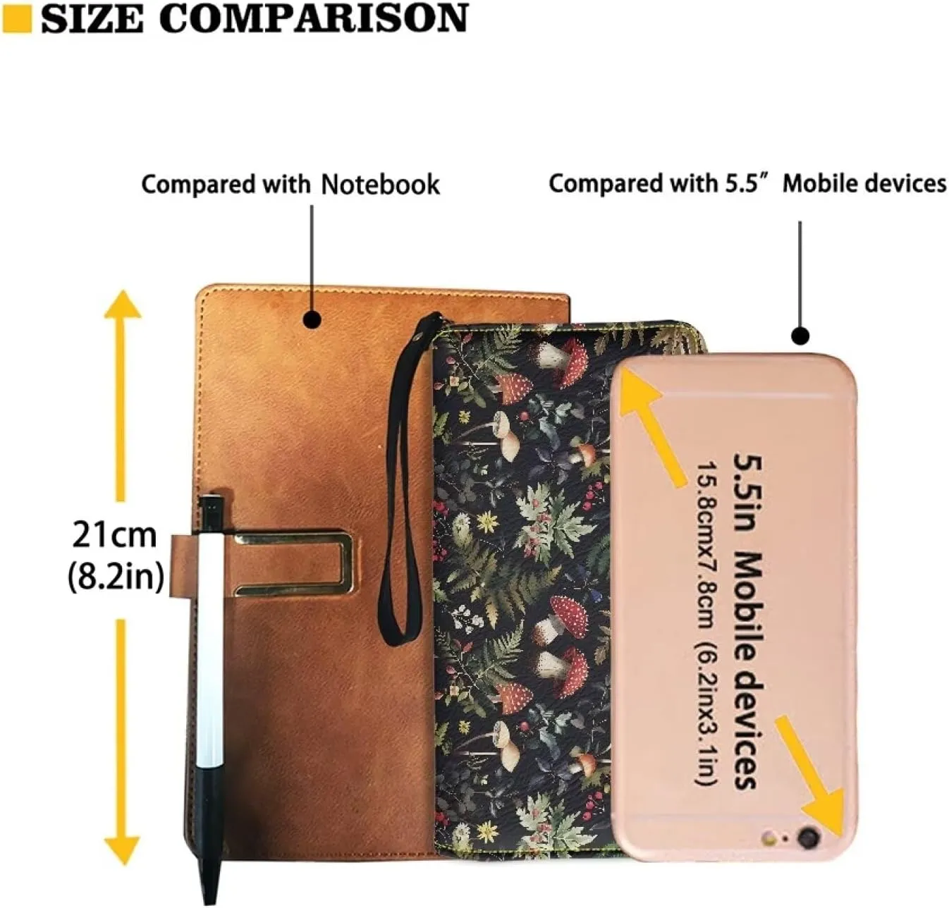 Vintage Mushroom Slim Wallets for Women Credit Card Holder Clutch Wallets Zipper Long Wallet Large Capacity Purse Handbag