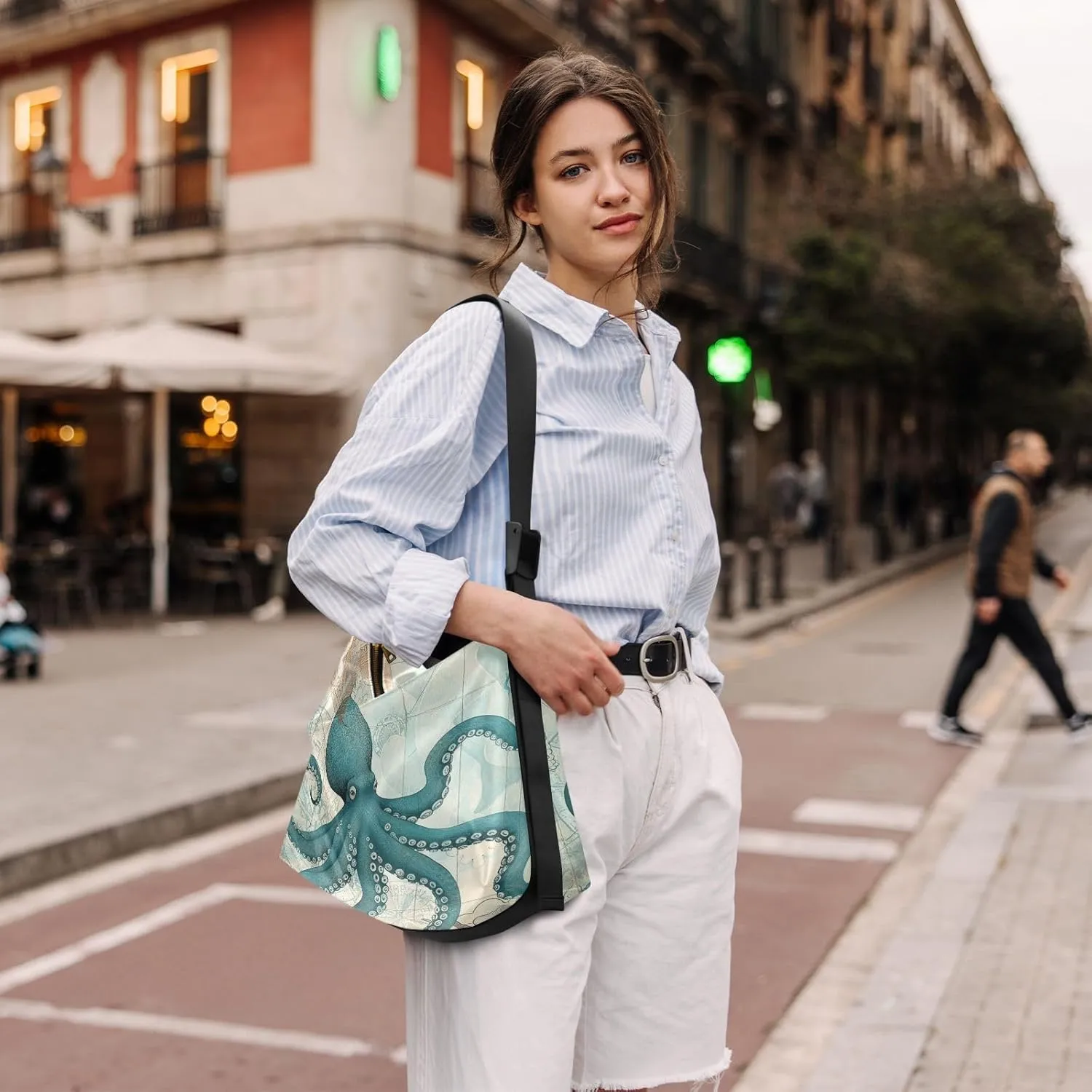 Vintage Plank Scratch Ocean Seabird Bag with Zipper and Pockets, Leather Crossbody Bag, Woman Leather Bag