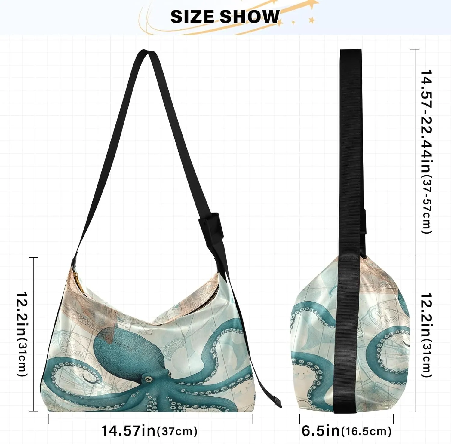 Vintage Plank Scratch Ocean Seabird Bag with Zipper and Pockets, Leather Crossbody Bag, Woman Leather Bag