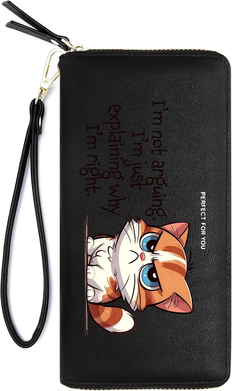 VOCUS Womens Wallet Personalized Blocking Zip Around Wallet PU Leather Large Travel Long Purse Credit Card Holder with Wristlet