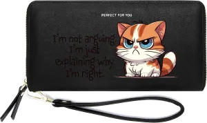 VOCUS Womens Wallet Personalized Blocking Zip Around Wallet PU Leather Large Travel Long Purse Credit Card Holder with Wristlet