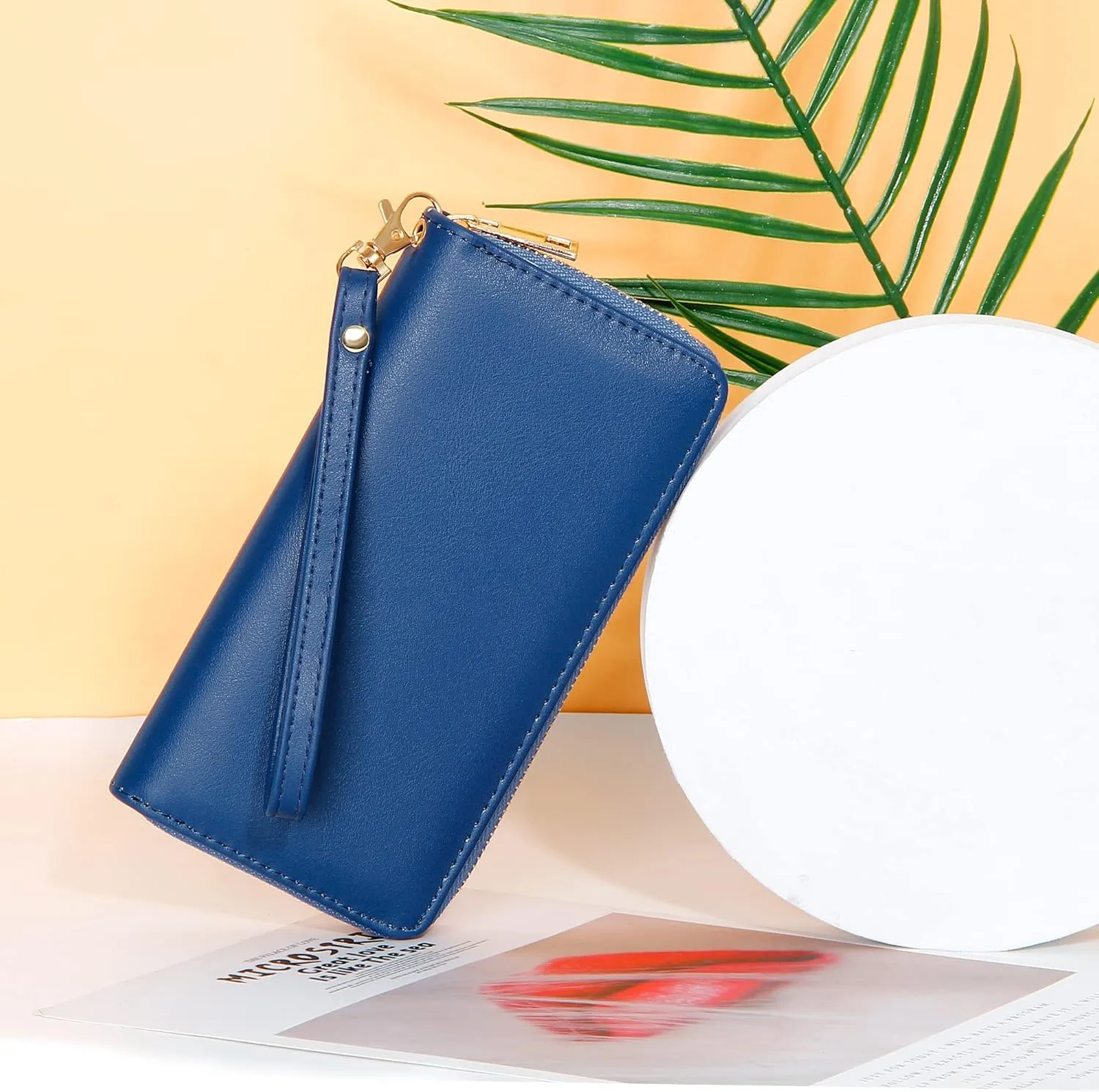 VOCUS Womens Wristlet Wallet Zip Around Clutch Wallet Large RFID Blocking PU Leather Bifold with Phone Holder for Travel