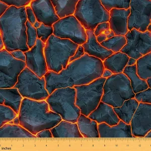 Volcano Fabric by The Yard, Volcanic Rock Upholstery Fabric, Halloween Lava Fluid Liquid Tapestries Decorative Fabric, Nature Indoor Outdoor Fabric, DIY Art Waterproof Fabric, Orange Black, 2 Yards