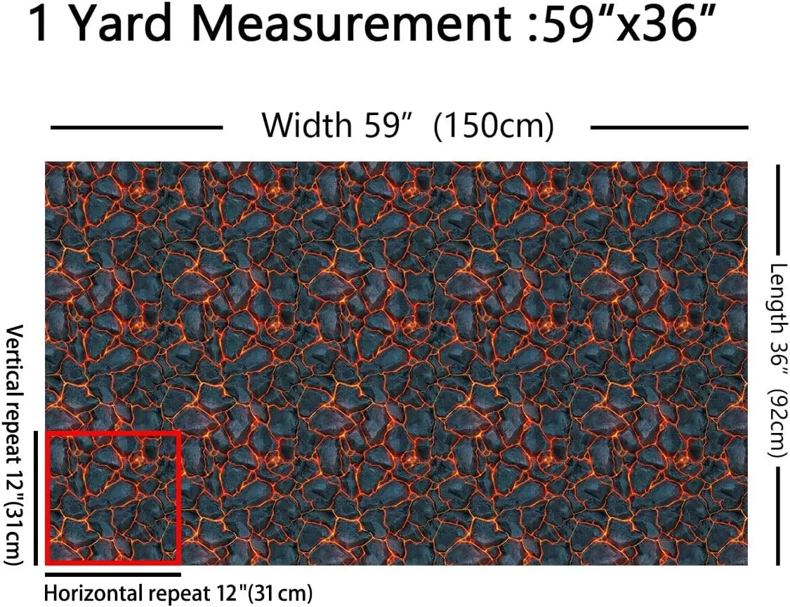 Volcano Fabric by The Yard, Volcanic Rock Upholstery Fabric, Halloween Lava Fluid Liquid Tapestries Decorative Fabric, Nature Indoor Outdoor Fabric, DIY Art Waterproof Fabric, Orange Black, 2 Yards