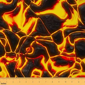 Volcano Upholstery by The Yard, Lava Tapestry Fabric, Nature Indoor/Outdoor, DIY Art Craft, Orange Black, 1 Yard