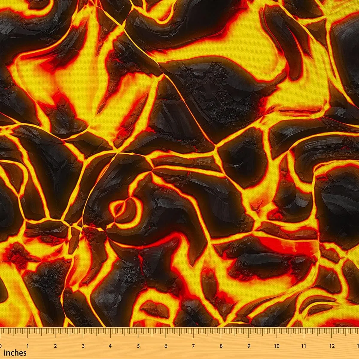 Volcano Upholstery by The Yard, Lava Tapestry Fabric, Nature Indoor/Outdoor, DIY Art Craft, Orange Black, 1 Yard