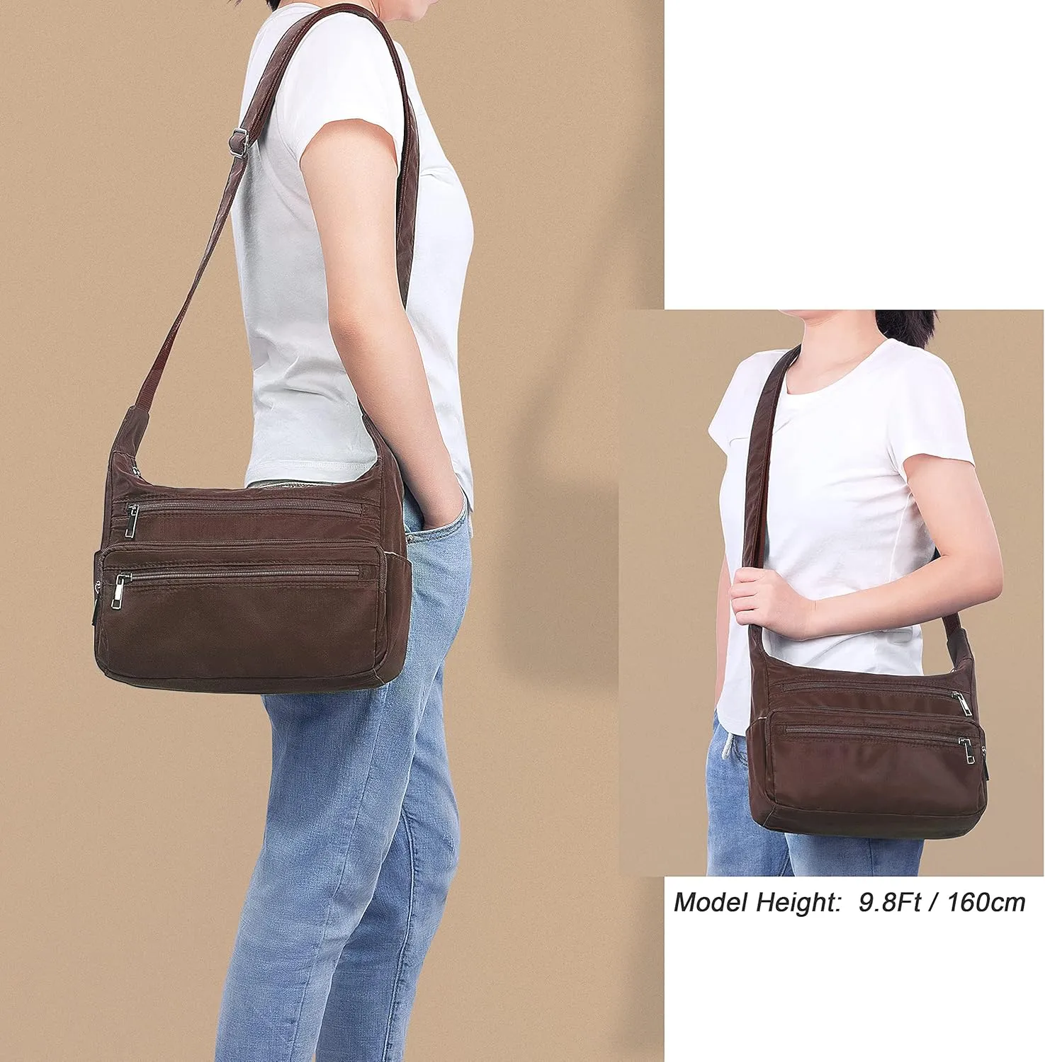 VOLGANIK ROCK RFID Purses for Women Fabric Nylon Multi Pocket Crossbody Bag Ladies Travel Handbag