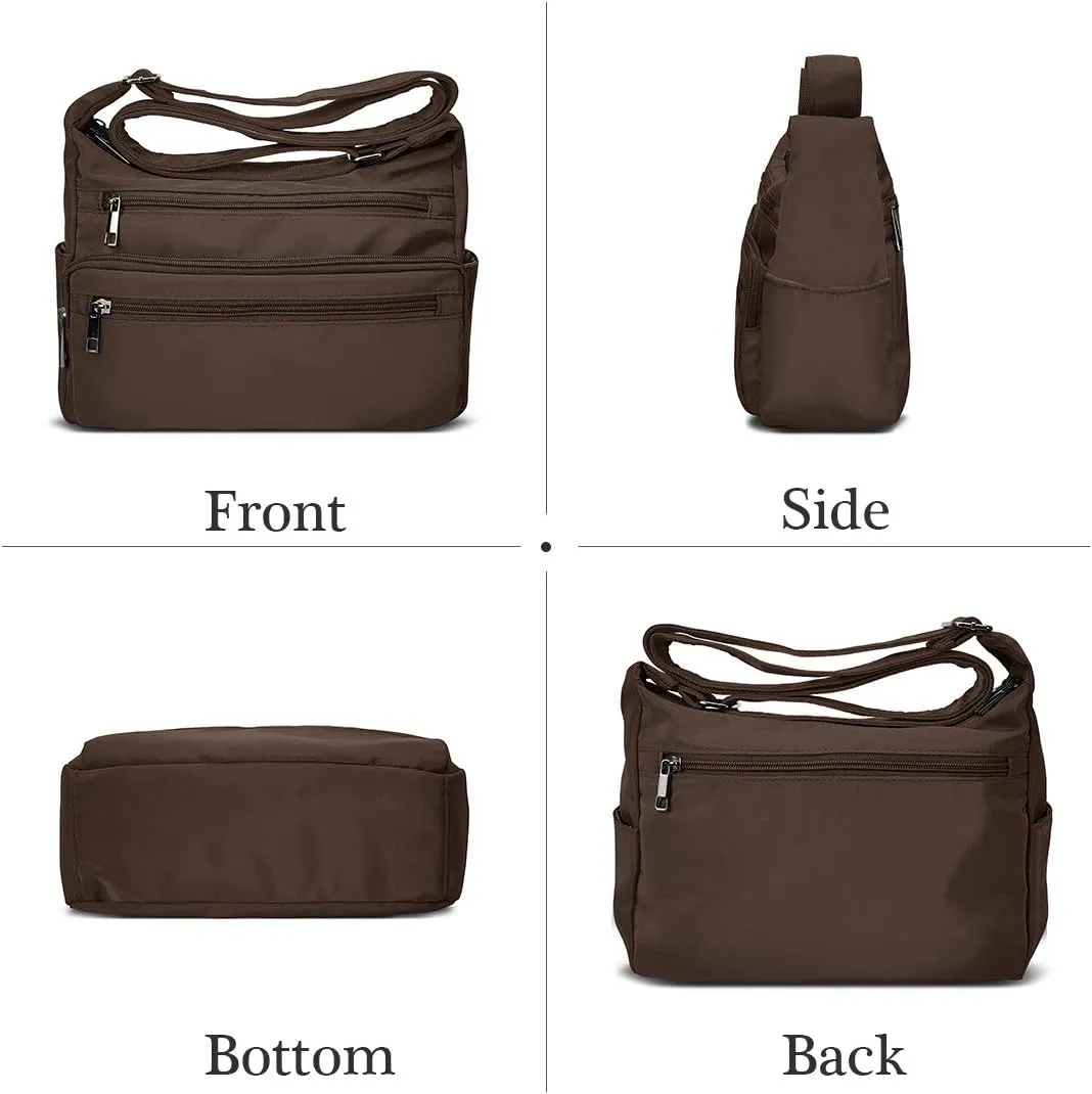 VOLGANIK ROCK RFID Purses for Women Fabric Nylon Multi Pocket Crossbody Bag Ladies Travel Handbag