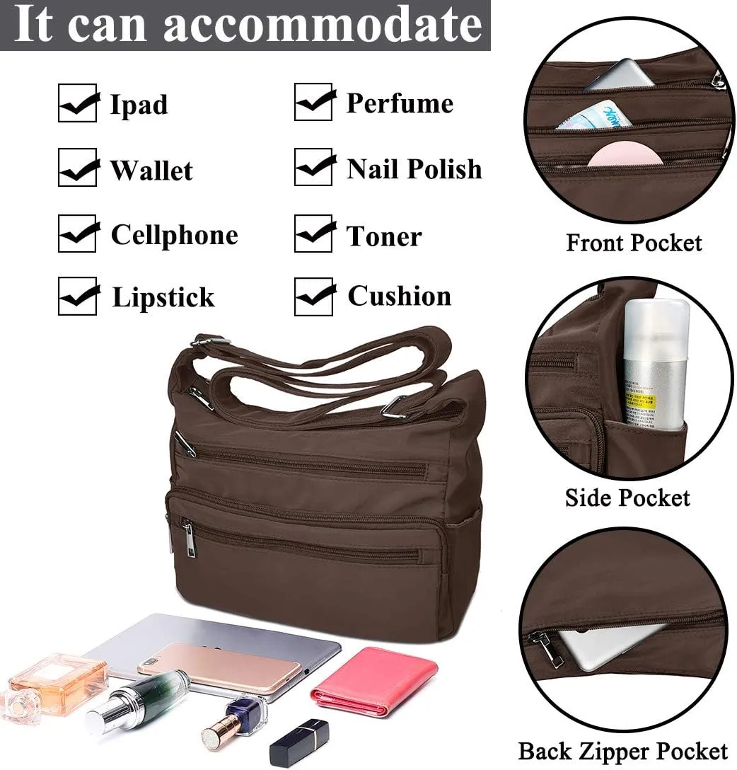 VOLGANIK ROCK RFID Purses for Women Fabric Nylon Multi Pocket Crossbody Bag Ladies Travel Handbag
