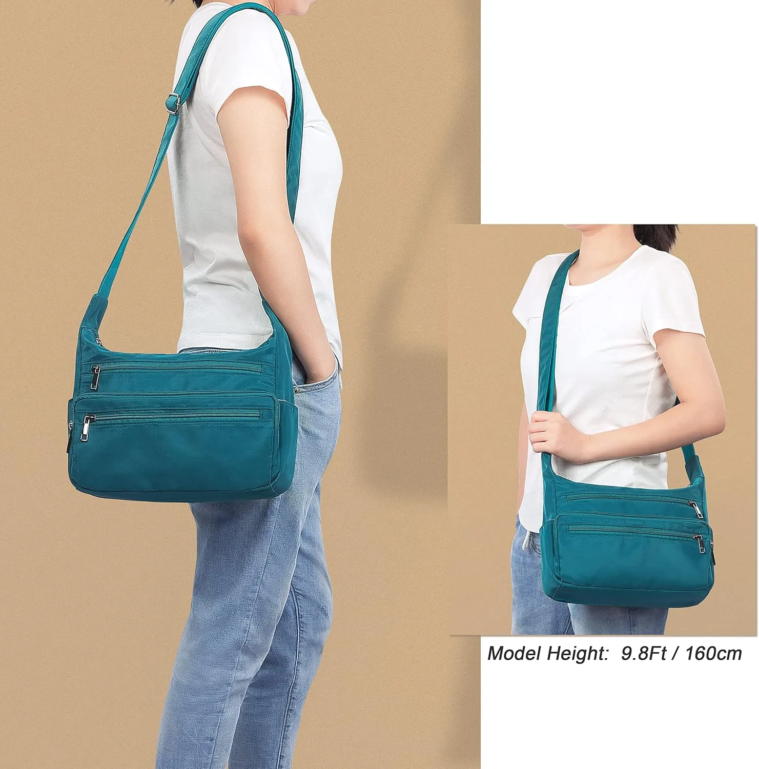 VOLGANIK ROCK RFID Purses for Women Fabric Nylon Multi Pocket Crossbody Bag Ladies Travel Handbag