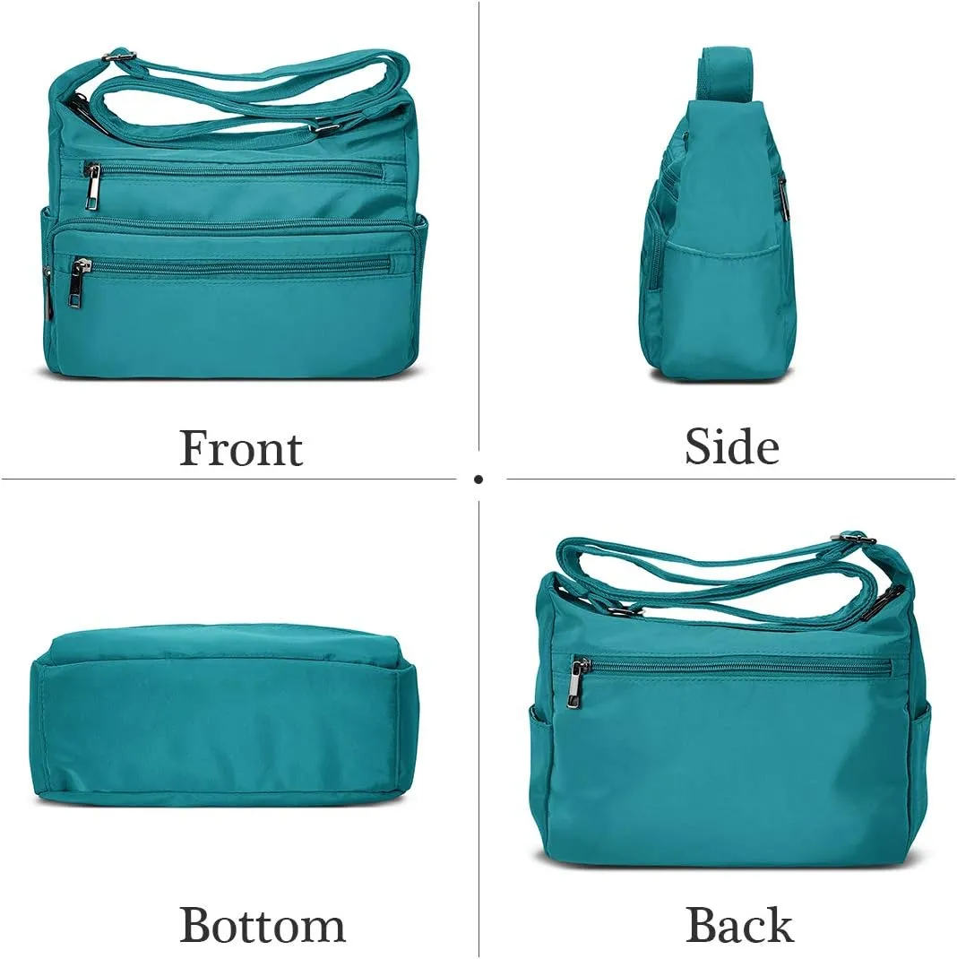 VOLGANIK ROCK RFID Purses for Women Fabric Nylon Multi Pocket Crossbody Bag Ladies Travel Handbag