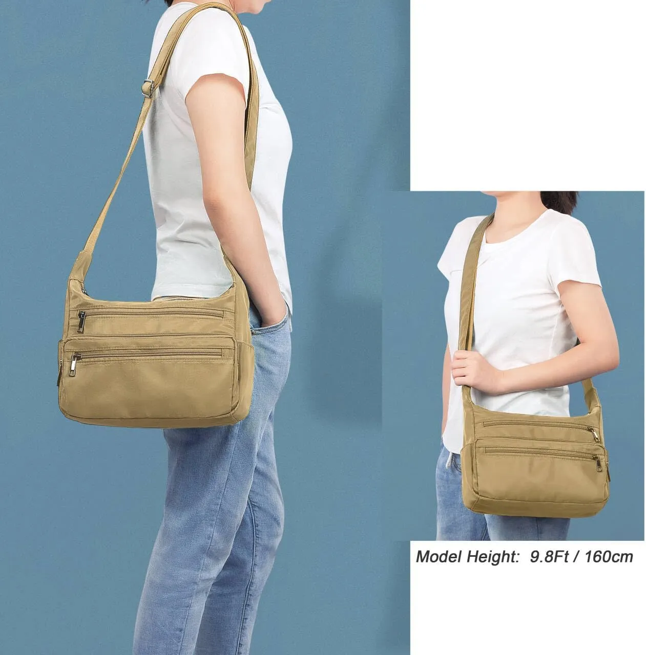 VOLGANIK ROCK RFID Purses for Women Fabric Nylon Multi Pocket Crossbody Bag Ladies Travel Handbag