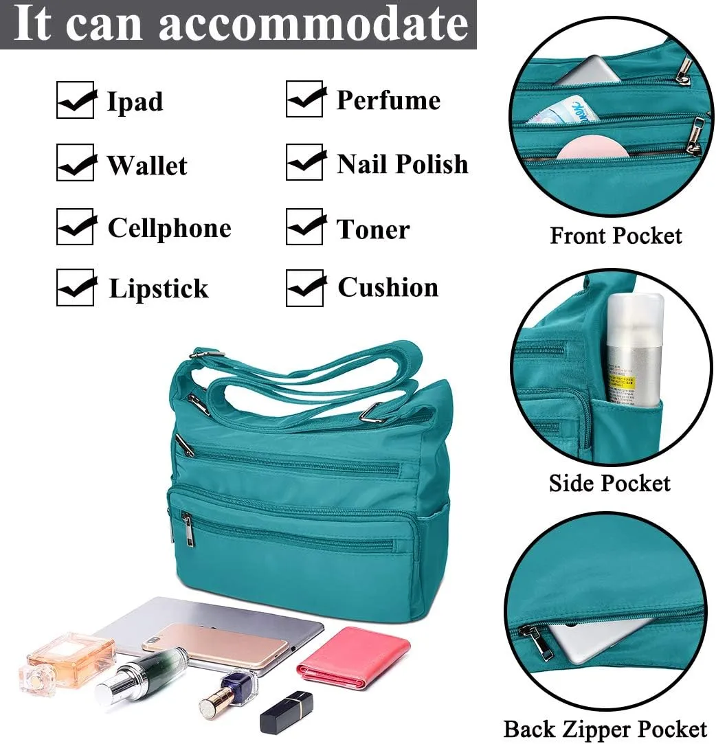 VOLGANIK ROCK RFID Purses for Women Fabric Nylon Multi Pocket Crossbody Bag Ladies Travel Handbag