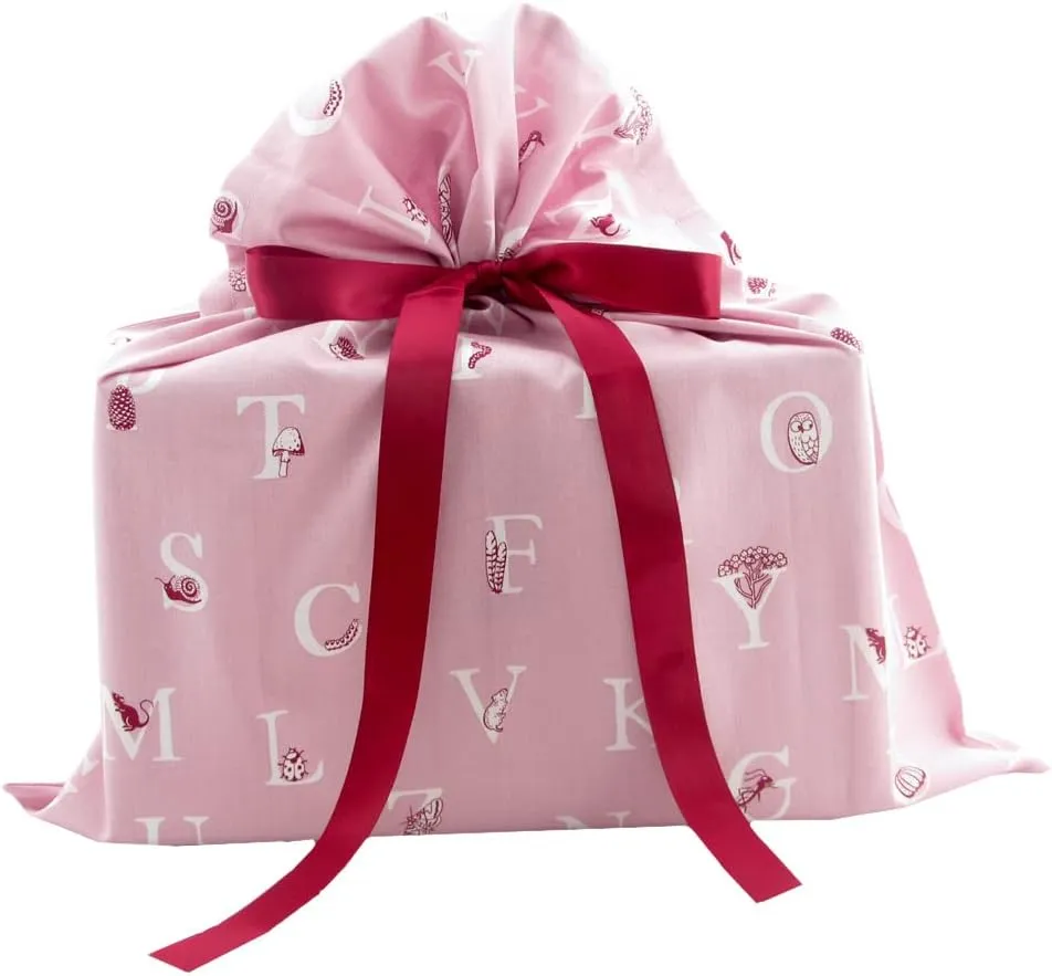 VZWraps Alphabet Reusable Fabric Gift Bag for Baby Shower, Teacher Gift, Child Birthday (Medium, 17 Inches Wide by 18 Inches High, Lilac)