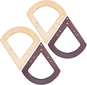 WADORN 4pcs Wooden Purse Bag Handles, 2 Colors Wooden Handbag Handles Replacement Wood Handmade Bag Handles 7.4 Inch DIY Handcraft Bag Making Accessories for Summer Beach Straw Rattan Tote Clutch Bags