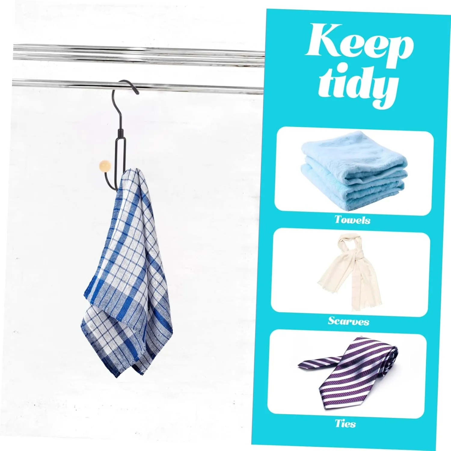 Wakauto Scarf Organizer Hanger Space Saving Purse Hanging Hook for Hats Bags Rotating Storage Rack for Closet Organization for Home Use