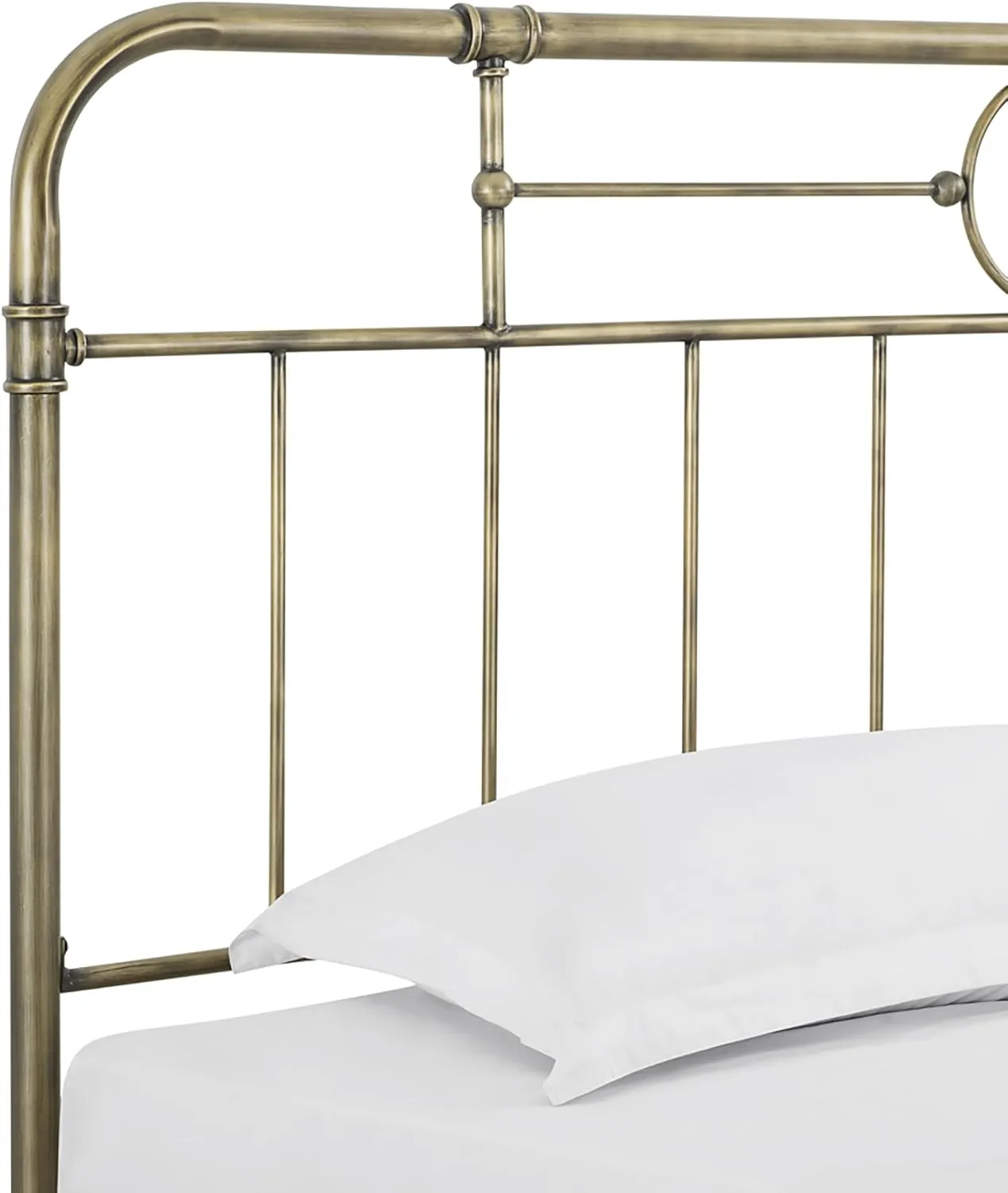 Walker Edison Vintage Antique Metal Iron Pipe King Size Bed Headboard Footboard Bed Frame Bedroom, King, Bronze