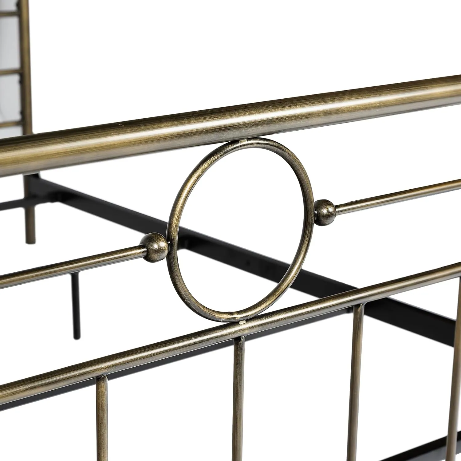 Walker Edison Vintage Antique Metal Iron Pipe King Size Bed Headboard Footboard Bed Frame Bedroom, King, Bronze