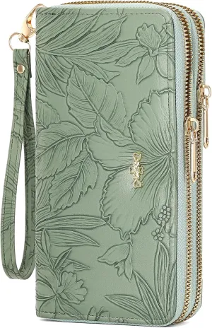 Wallet for Women Clutch Double Zip Around Credit Card Holder Leather Women's Wallet Large Capacity